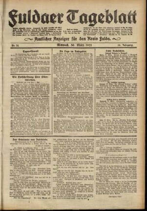 Ausgabe vom Mittwoch, den 30. März 1921.