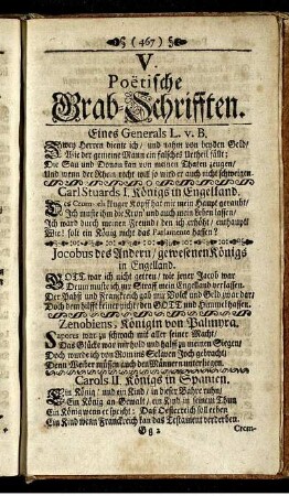 V. Poetische Grab-Schrifften.
