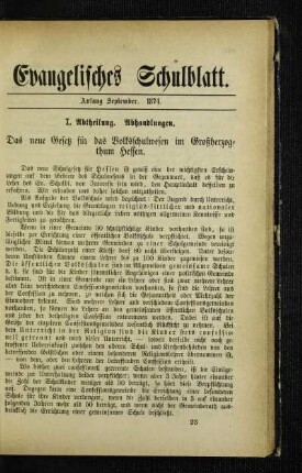 ¬Das¬ neue Gesetz für das Volksschulwesen im Großherzogthum Hessen