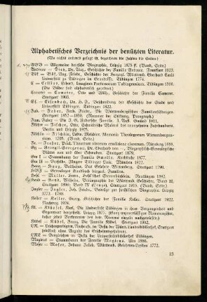 15-16, Alphabetisches Verzeichnis der benützten Literatur
