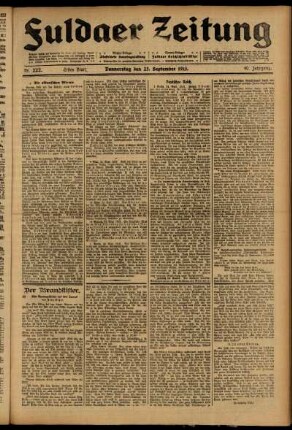 Erste Ausgabe vom Donnerstag, den 25. September 1913.