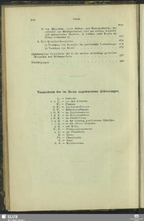 Verzeichniss der im Buche angewendeten Abkürzungen