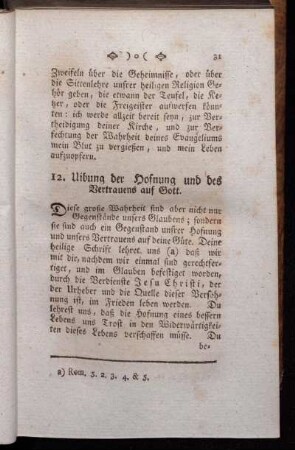12. Uibung der Hoffnung und des Vertrauens auf Gott.