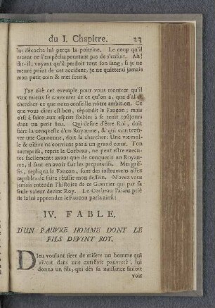 IV. Fable. D'un pauvre homme dont le fils devint roy.