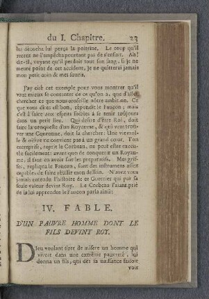 IV. Fable. D'un pauvre homme dont le fils devint roy.