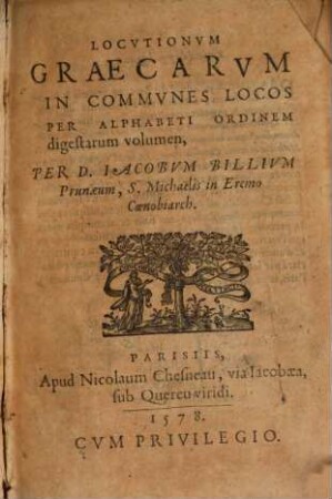 Locutionum Graecarum in communes locos per alphabeti ordinem digestarum volumen