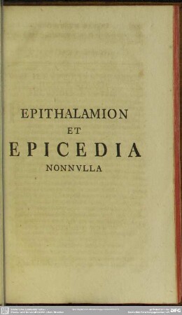 Epithalamion Et Epicedia Nonnulla