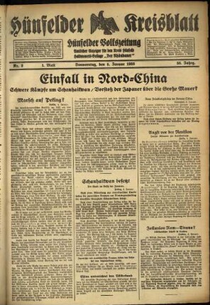 Erste Ausgabe vom Donnerstag, den 05. Januar 1933.