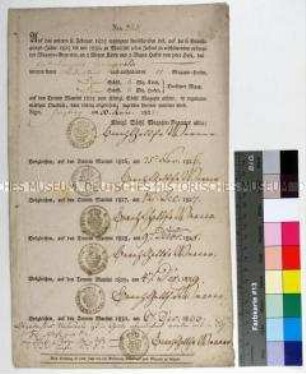 Quittungsbogen des Königlich Sächsischen Magazins in Freiberg für die Gemeinde Geringswalde über Ablieferung des Magazingetreides