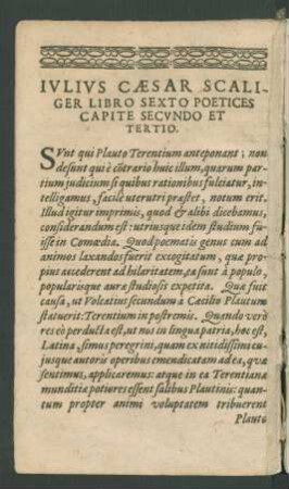 Iulius Caesar Scaliger Libro Sexto Poetices Capite Secundo Et Tertio.