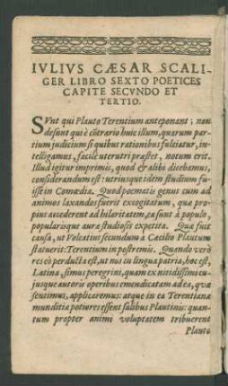 Iulius Caesar Scaliger Libro Sexto Poetices Capite Secundo Et Tertio.