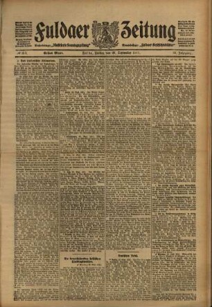 Erste Ausgabe vom Freitag, den 29. September 1911.