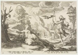 Apoll tötet Coronis mit einem Pfeil
