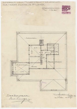 Landhaus Lange, Berlin-Lankwitz: Grundriss Dachgeschoss 1:50