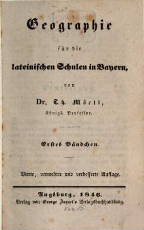 Geographie für die lateinischen Schulen in Bayern, 1