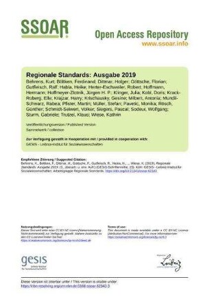 Regionale Standards: Ausgabe 2019