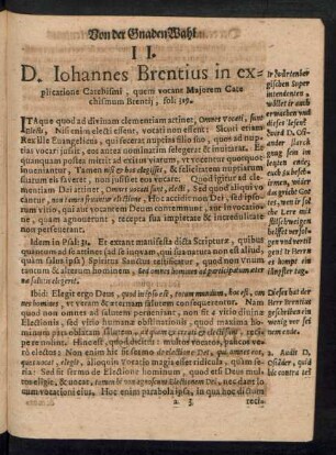 II. D. Iohannes Brentius ...