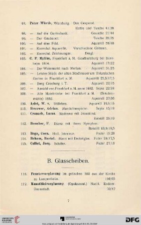 B. Glasscheiben (Nr. 116-183)