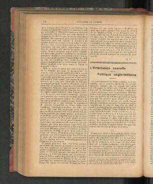 L'Orientation nouvelle de la Politique anglo-indienne.