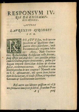 Responsum Iuris De Excommunicatione.