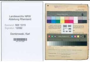 Entnazifizierung Karl Dombrowski , geb. 23.01.1911 (Wachmann)