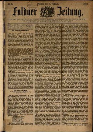 Ausgabe vom Montag, den 03. Januar 1887.