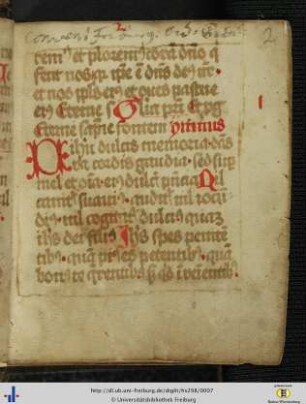 (2r) Besitzvermerk des Freiburger Dominikanerklosters (17. Jh).