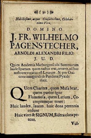Domino J. Fr. Wilhelmo Pagenstecher, ...