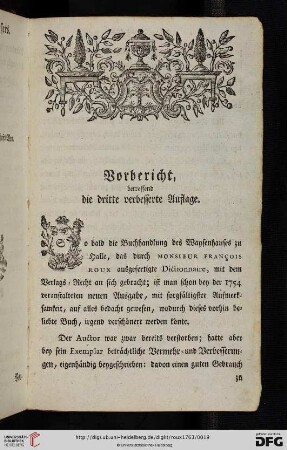 Vorbericht, betreffend die dritte verbesserte Auflage