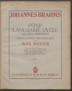 5 langsame Sätze : aus den Sinfonien, 2. Adagio non troppo : aus der 2. Sinfonie D-Dur : op. 73