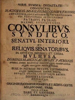 Origines, conversiones, et res gestas imperialis, ac liberae Turingorum urbis Mulhusae