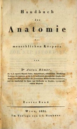 Handbuch der Anatomie des menschlichen Körpers