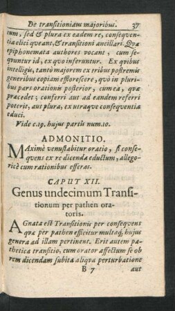 Caput XII. Genus undecimum Transitionum per pathen oratoris.