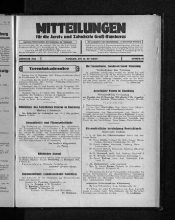 Jahrgang 1933, Hamburg, den 12. November, Nummer 46
