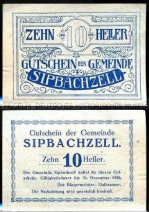 Sipbachzell, Niederösterreich 10 Heller