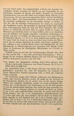 107-108 [Rezension] Mußner, Franz, Der Jakobusbrief