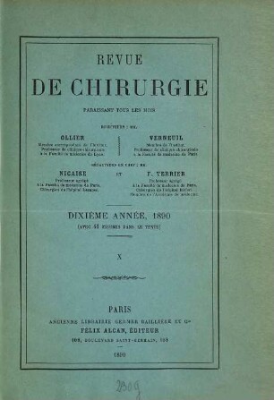 Revue de chirurgie. 10,b. 1890