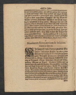 3. Mandatum Revocatorium & Inhibitorium in specie.