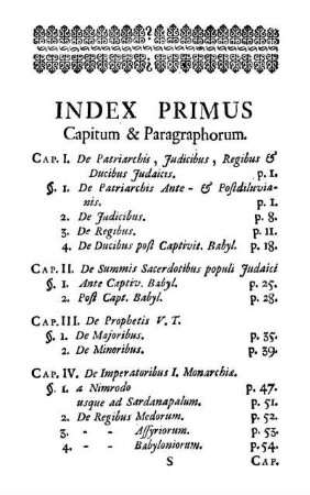 Index Primus. Capitum & Paragraphorum.