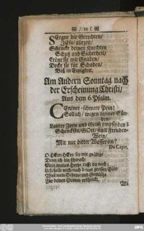 Am Andern Sonntag nach der Erscheinung Christi, Aus dem 6 Psalm.
