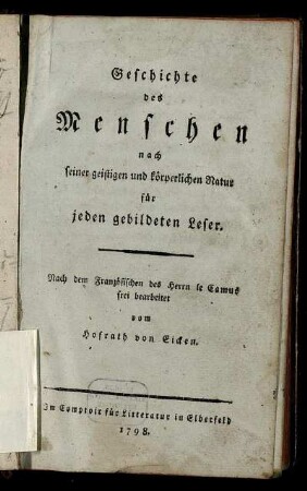 Geschichte des Menschen nach seiner geistigen und körperlichen Natur : für jeden gebildeten Leser