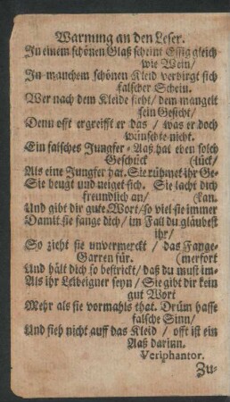 Warnung an den Leser.