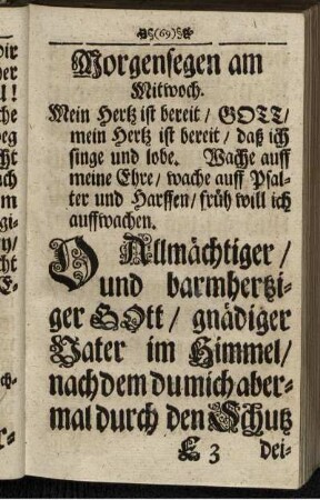Morgensegen am Mittwoch.