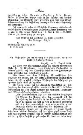 Befugnis zur Ausübung der Schulzucht durch die Orts-Schulinspektoren : [E. Oeffentliches Volksschulwesen]