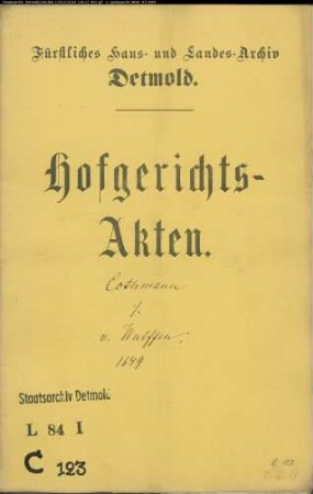 Cothmann, Hermann, Bürgermeisters Erben gegen Drost Statius von Wulffen - Schuldforderung