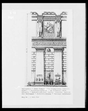 Agrigent, Zeus-Tempel oder Olympieion: Rekonstruierter Aufriss der Cella-Innenwand