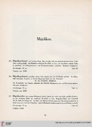Majoliken (Nr. 205-228)