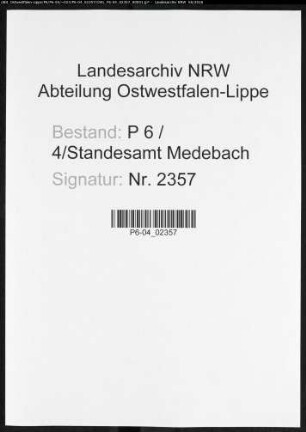 Namensverzeichnis Medebach, Todesfälle