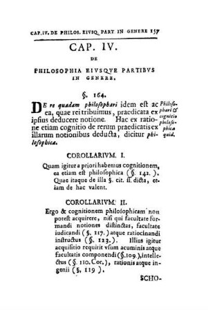 Cap. IV. De Philosophia Eivsqve Partibvs In Genere.