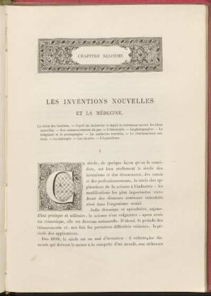 Chapitre seizième. Les inventions nouvelles et la médicine.
